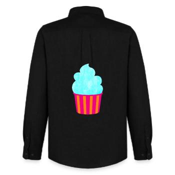 Cream Cream Cup Strips Cyan Summer Cream - Men's Oxford Shirt by Stanley/Stella - black - Back - AI Model Male 185 dark (185cm)