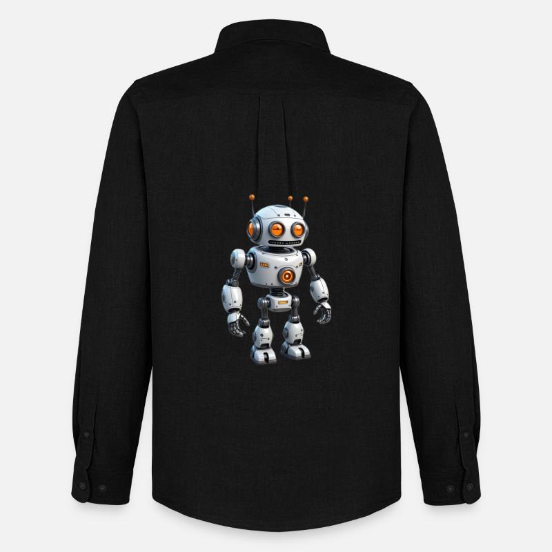 Cartoon Roboter - Männer Oxford Hemd von Stanley/Stella - Schwarz