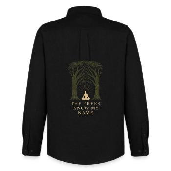 Solo Camping Introverted Camper Quiet - Men's Oxford Shirt by Stanley/Stella - black - Back - AI Model Male 185 dark (185cm)