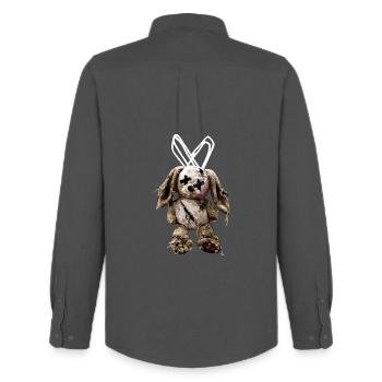 Düsterer Stoffhase Kuscheltier  - Männer Oxford Hemd von Stanley/Stella - Anthrazit - Hinten - AI Model Male 185 dark (185cm)