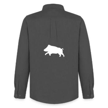 T-shirt Sanglier personnalisable - Chemise Oxford homme Stanley/Stella - charbon - Dos - AI Model Male 185 dark (185cm)