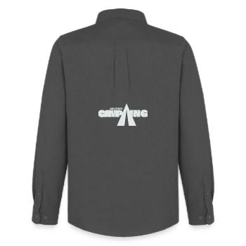 Abenteuer Camping - Männer Oxford Hemd von Stanley/Stella - Anthrazit - Hinten - AI Model Male 185 dark (185cm)