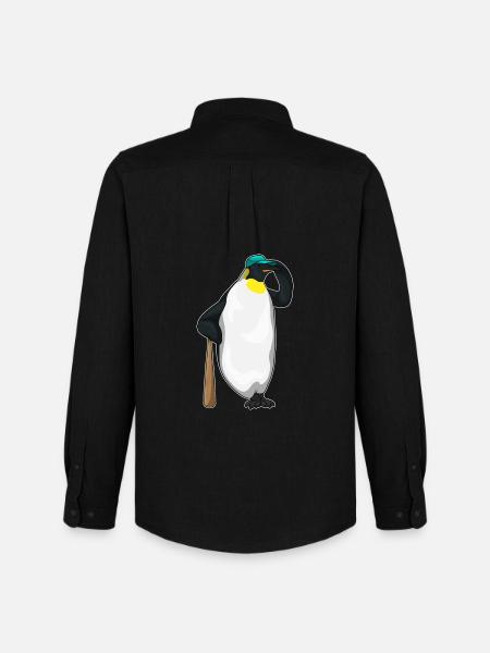 Penguin Baseball Baseball Bats - Men's Oxford Shirt by Stanley/Stella - black