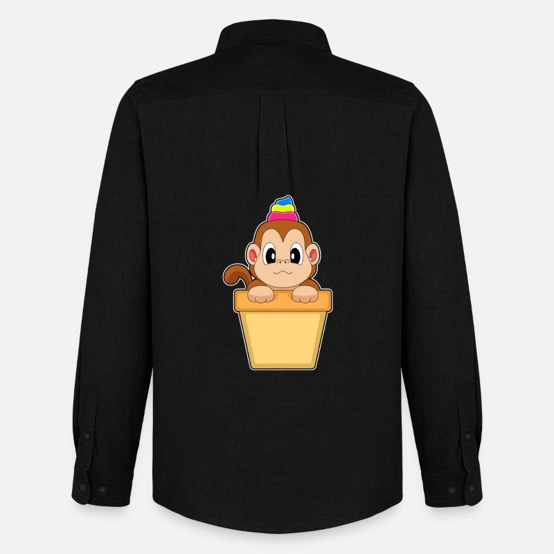 Affe Cupcake - Männer Oxford Hemd von Stanley/Stella - Schwarz