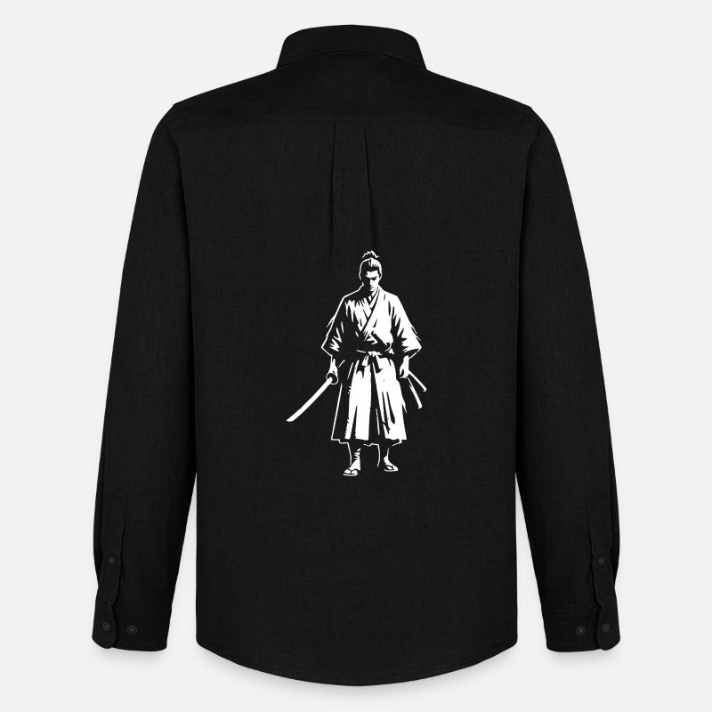 Samurai Zwei Schwerter Meister Vektor - Männer Oxford Hemd von Stanley/Stella - Schwarz