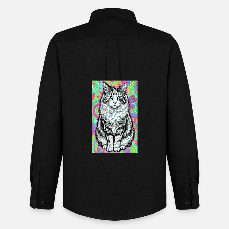 Katze - Männer Oxford Hemd von Stanley/Stella - Schwarz