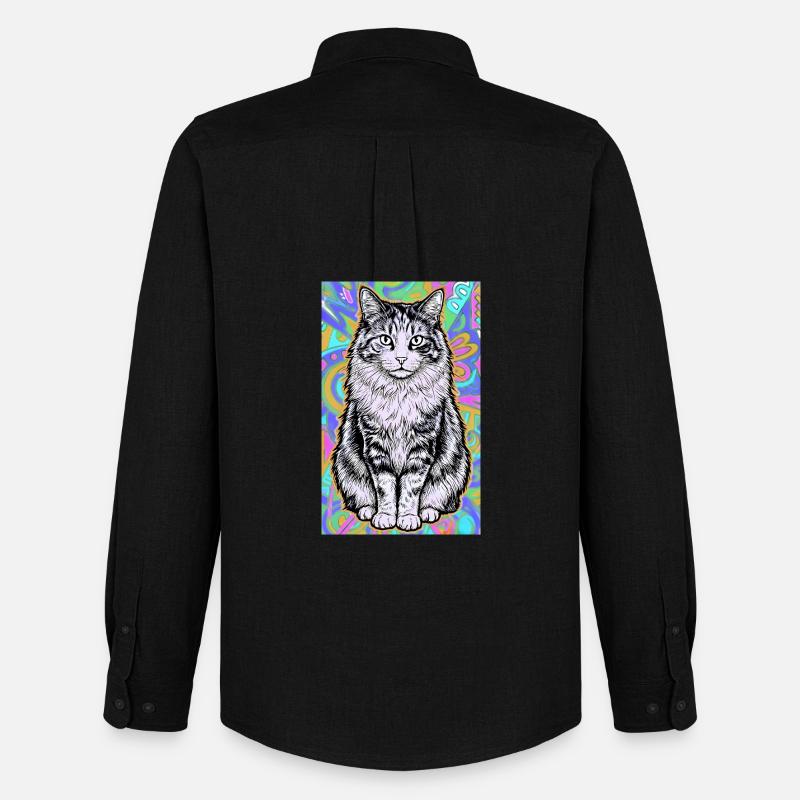 Katze - Männer Oxford Hemd von Stanley/Stella - Schwarz