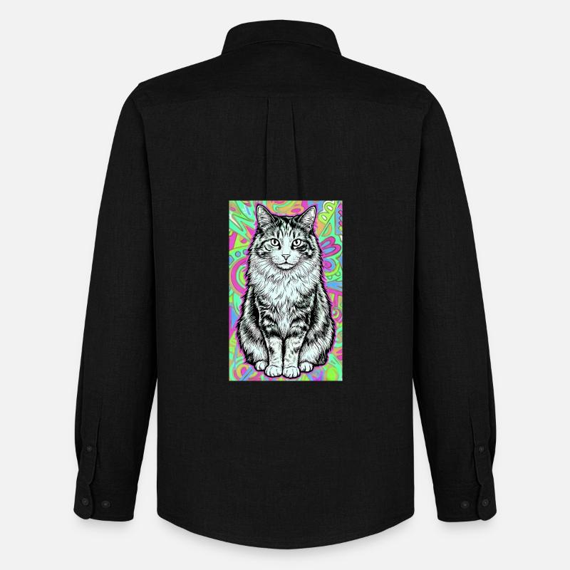 Katze - Männer Oxford Hemd von Stanley/Stella - Schwarz