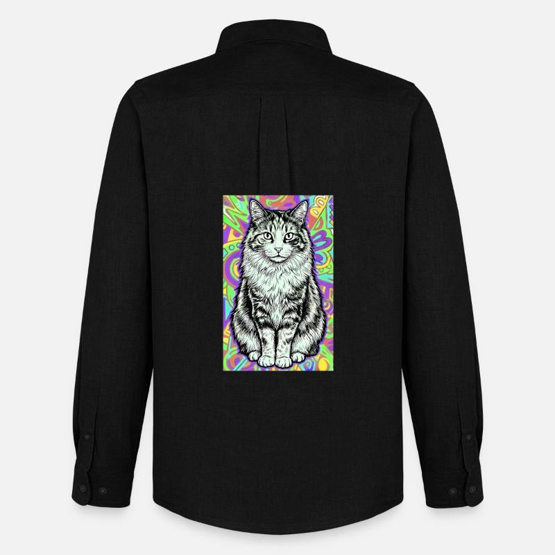 Katze - Männer Oxford Hemd von Stanley/Stella - Schwarz