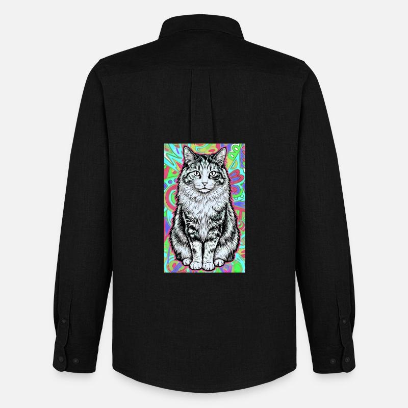 Katze - Männer Oxford Hemd von Stanley/Stella - Schwarz