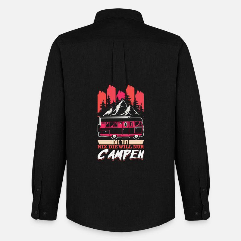 Camper Camping Wohnwagen Spruch - Männer Oxford Hemd von Stanley/Stella - Schwarz