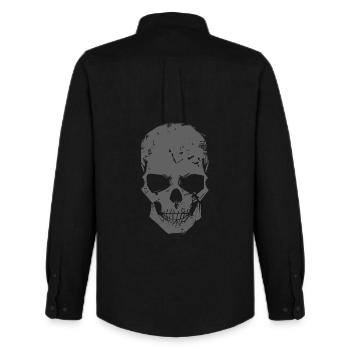 Crâne gris - Chemise Oxford homme Stanley/Stella - noir - Dos - AI Model Male 185 dark (185cm)
