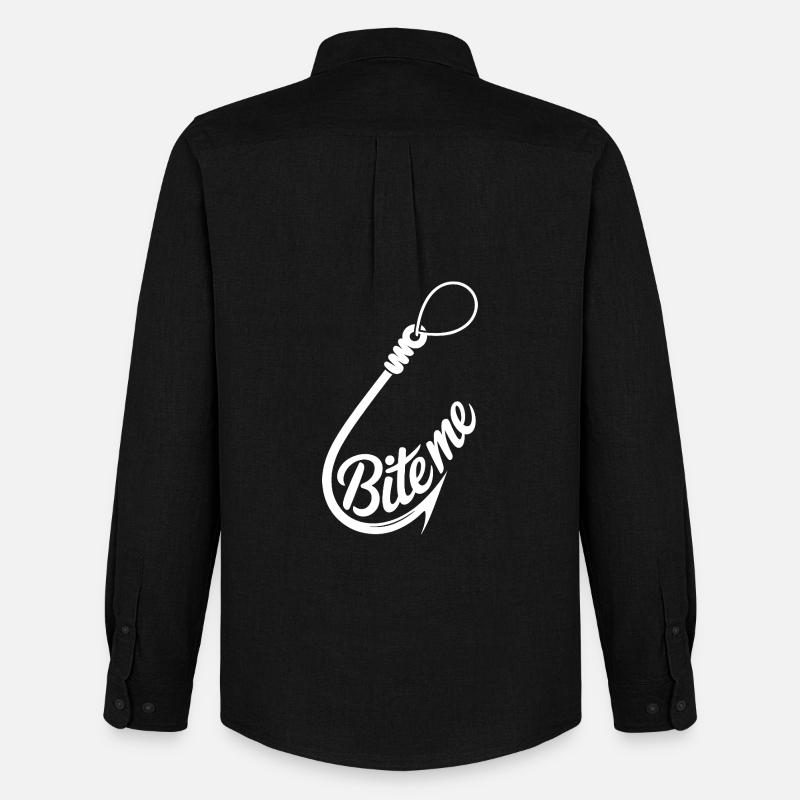 Bite Me Hook Grafik-Tee - Männer Oxford Hemd von Stanley/Stella - Schwarz