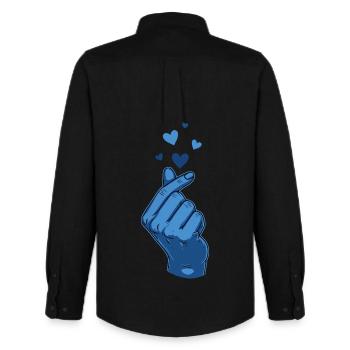 Kpop Musique coréenne Blue Finger Heart Love - Chemise Oxford homme Stanley/Stella - noir - Dos - AI Model Male 185 dark (185cm)