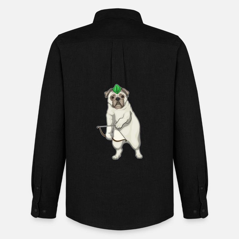 Mops Bogenschütze Bogen - Männer Oxford Hemd von Stanley/Stella - Schwarz