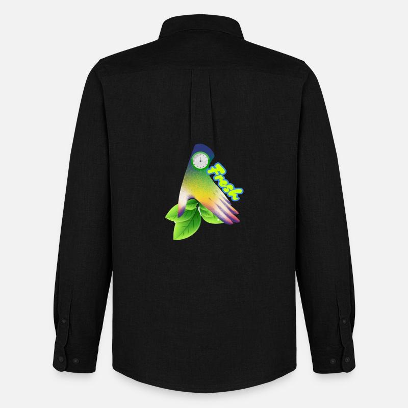 Design der frischen Gradient-Blattuhr - Männer Oxford Hemd von Stanley/Stella - Schwarz