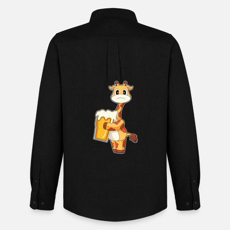 Giraffe Bier - Männer Oxford Hemd von Stanley/Stella - Schwarz