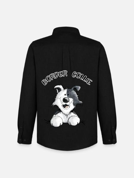 Abenteuerlustiger Border Collie - Männer Oxford Hemd von Stanley/Stella - Schwarz