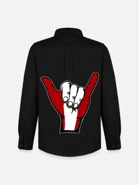 Peru Flag Surfing Symbol - Men's Oxford Shirt by Stanley/Stella - black