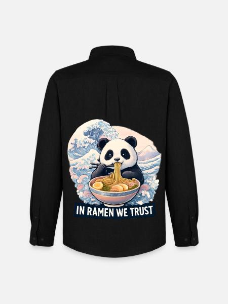 Panda Ramen Noodle Bowl - Men's Oxford Shirt by Stanley/Stella - black