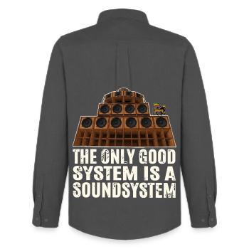 Sound System Reggae - Men's Oxford Shirt by Stanley/Stella - anthracite - Back - AI Model Male 185 dark (185cm)