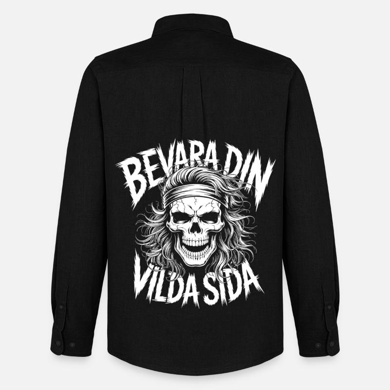 Wild Side Skull - Männer Oxford Hemd von Stanley/Stella - Schwarz