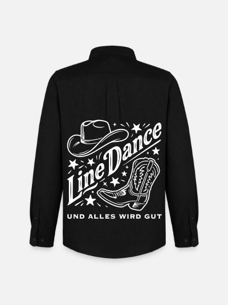 Line Dance Cowboy Flair - Männer Oxford Hemd von Stanley/Stella - Schwarz
