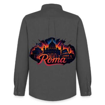 Rom Roma Hauptstadt Italien Silhouette Geschenk - Männer Oxford Hemd von Stanley/Stella - Anthrazit - Hinten - AI Model Male 185 dark (185cm)