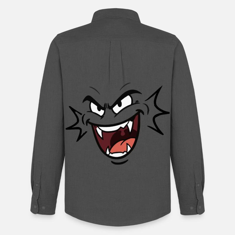 Funny vampire face laughing pattern comic - Men's Oxford Shirt by Stanley/Stella - anthracite