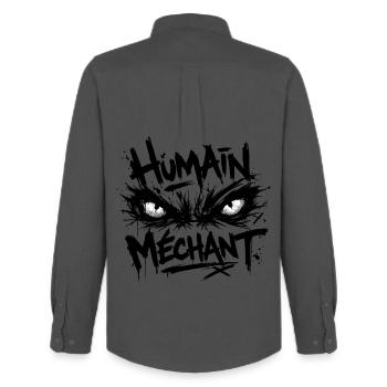 Regard Humain méchant motif noir - Chemise Oxford homme Stanley/Stella - charbon - Dos - AI Model Male 185 dark (185cm)