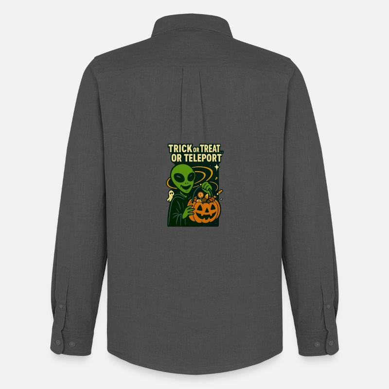 Alien Halloween T-Shirt – Süßes oder Saures... oder... - Männer Oxford Hemd von Stanley/Stella - Anthrazit