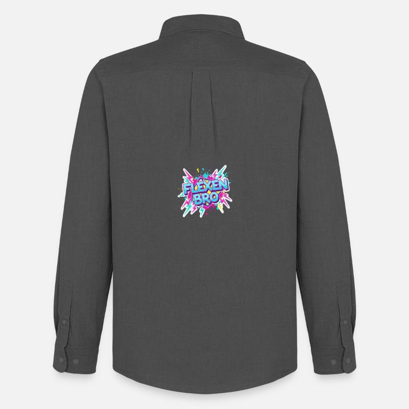 Flexen Bro Graffiti Logo - Männer Oxford Hemd von Stanley/Stella - Anthrazit