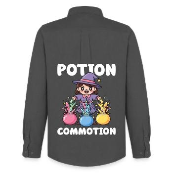 POTION COMMOTION - WITCH HALLOWEEN - Men's Oxford Shirt by Stanley/Stella - anthracite - Back - AI Model Male 185 dark (185cm)