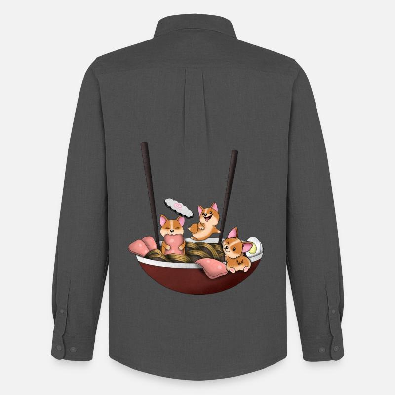 Corgi-Ramen-Hundehemd - Männer Oxford Hemd von Stanley/Stella - Anthrazit