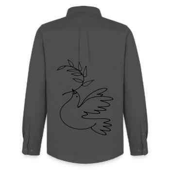 Friedenstaube - Männer Oxford Hemd von Stanley/Stella - Anthrazit - Hinten - AI Model Male 185 dark (185cm)