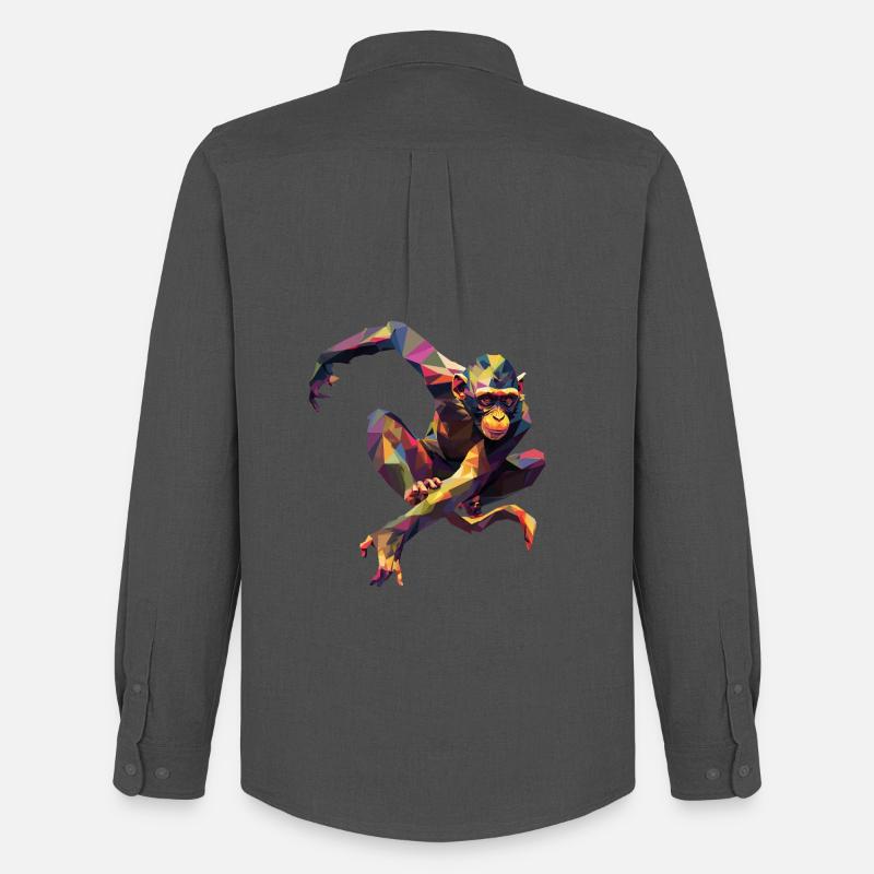Geometrischer bunter Affe - Männer Oxford Hemd von Stanley/Stella - Anthrazit