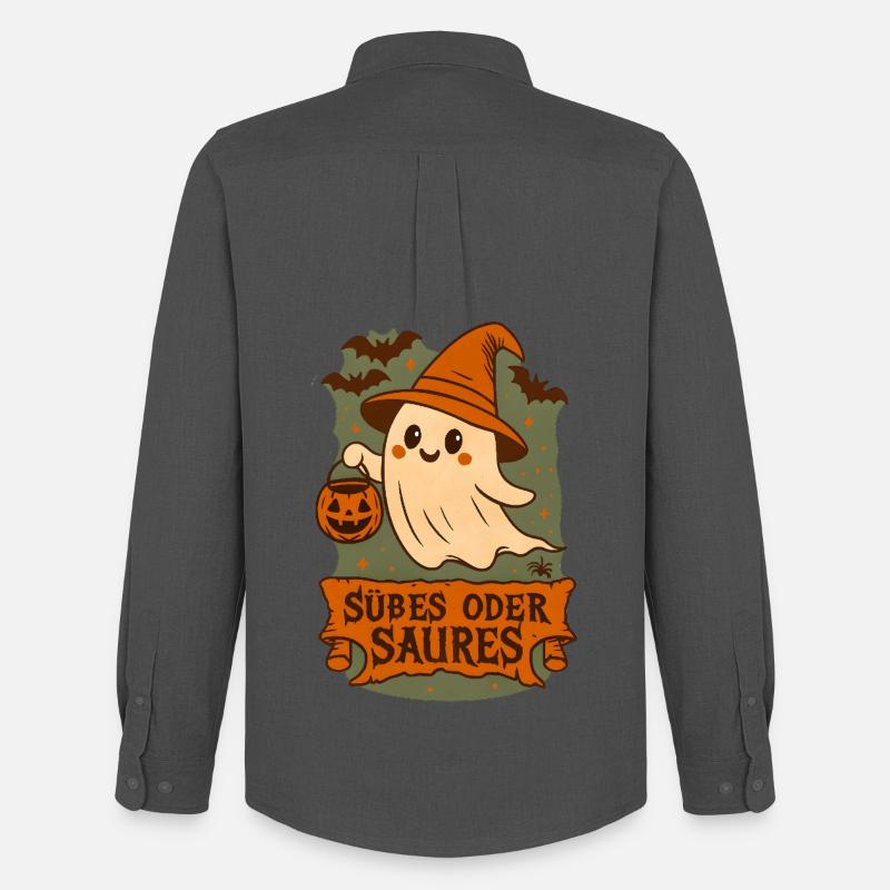 Süßes oder Saures - Gespenst - Männer Oxford Hemd von Stanley/Stella - Anthrazit