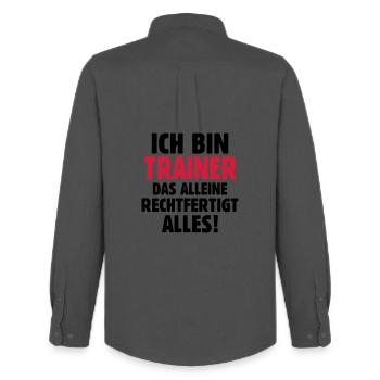 Ich bin Trainer das rechtfertigt alles - Fußball - Männer Oxford Hemd von Stanley/Stella - Anthrazit - Hinten - AI Model Male 185 dark (185cm)