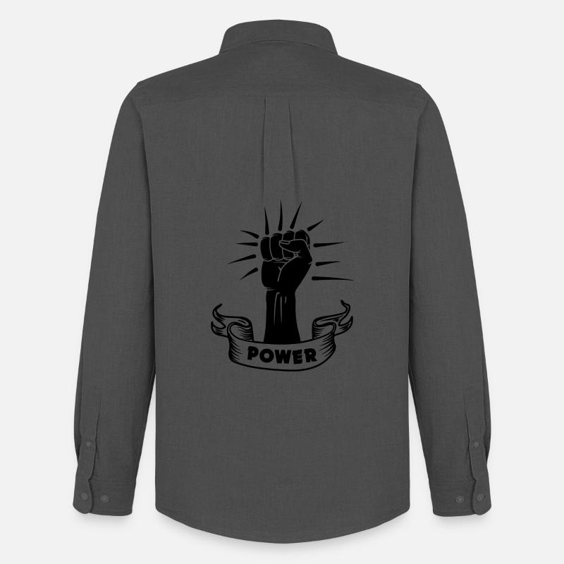 Power schwarze Faust - Männer Oxford Hemd von Stanley/Stella - Anthrazit