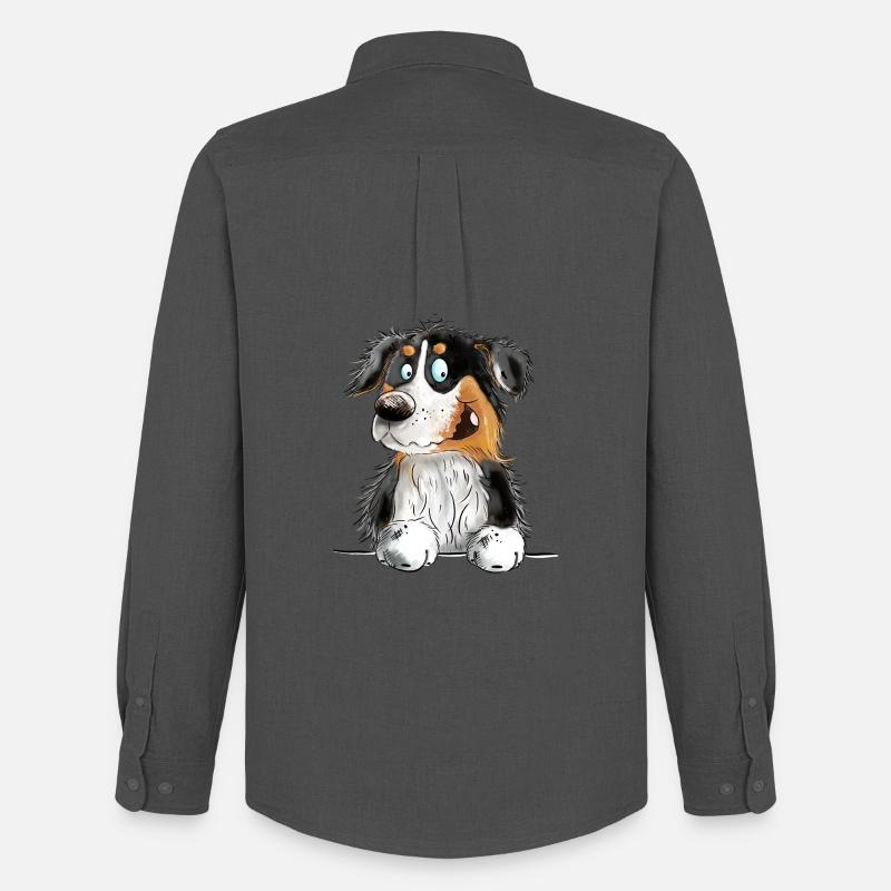 Funny Australian Shepherd Black Tri - Männer Oxford Hemd von Stanley/Stella - Anthrazit