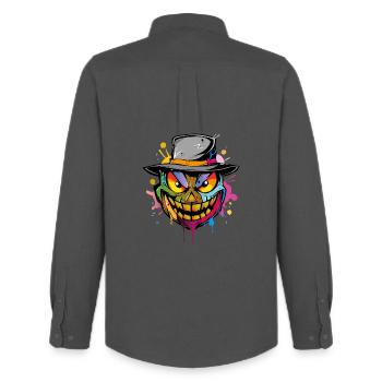 Halloween Face - Männer Oxford Hemd von Stanley/Stella - Anthrazit - Hinten - AI Model Male 185 dark (185cm)