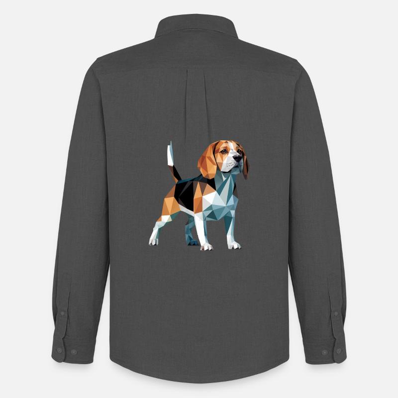 Bulldog - Cooles Low Poly Logo - Männer Oxford Hemd von Stanley/Stella - Anthrazit