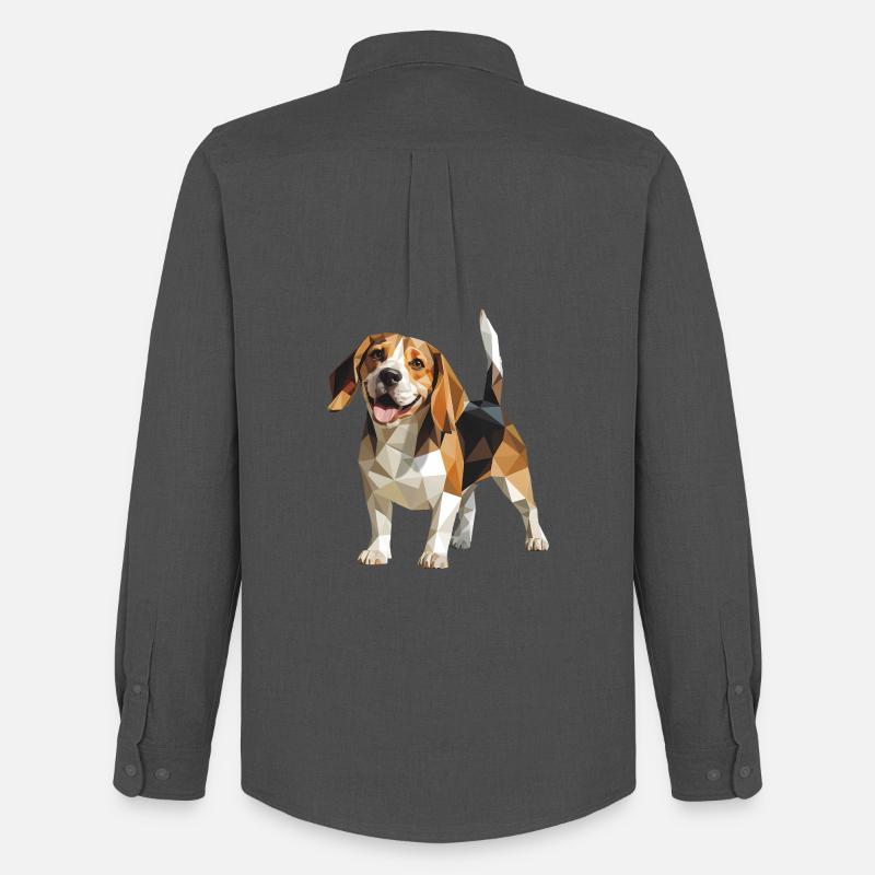 Beagle - Cooles Low Poly Logo - Männer Oxford Hemd von Stanley/Stella - Anthrazit