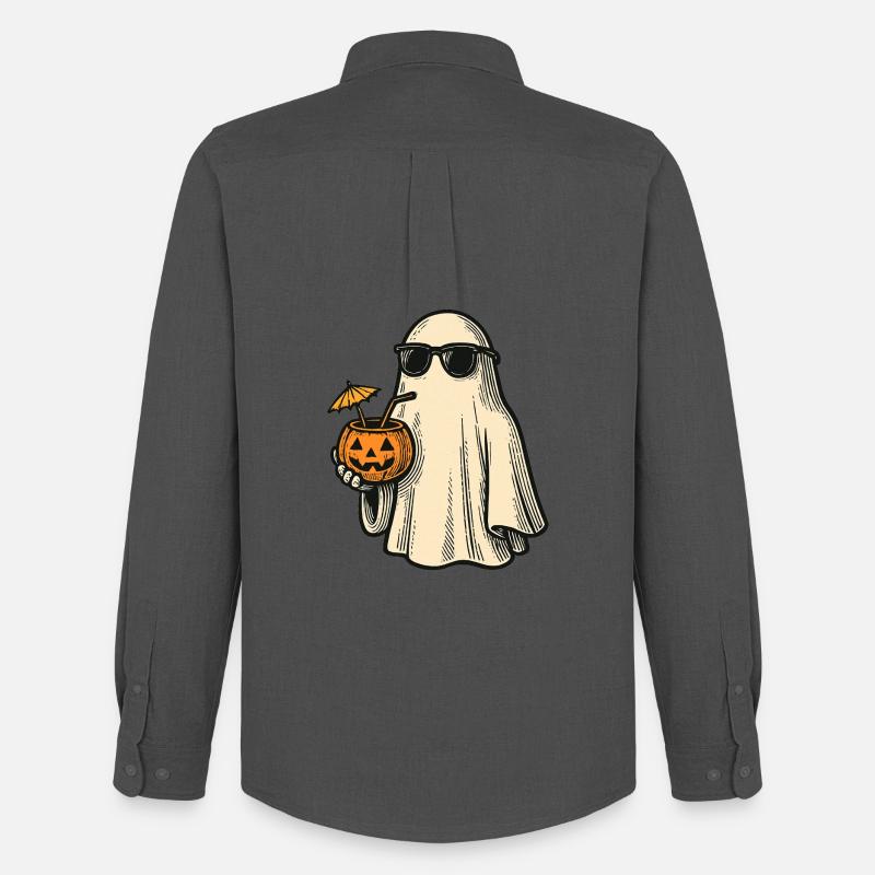 Cooles Halloweengespenst mit Cocktail - Männer Oxford Hemd von Stanley/Stella - Anthrazit