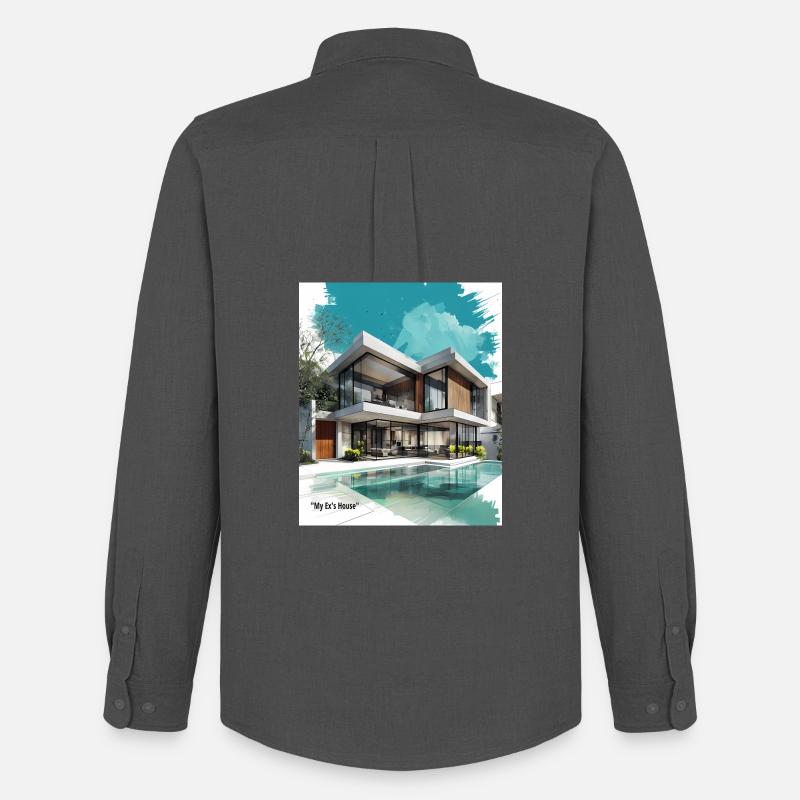 Ex' moderne Villa am Pool - Männer Oxford Hemd von Stanley/Stella - Anthrazit