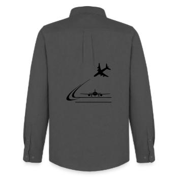 Landing of aircraft - Men's Oxford Shirt by Stanley/Stella - anthracite - Back - AI Model Male 185 dark (185cm)