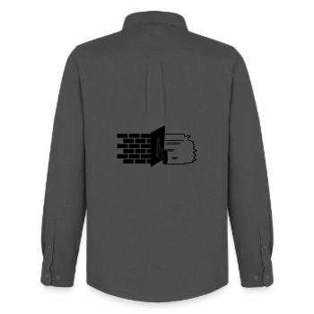Stuckateur-Logosteine und Stuck - Männer Oxford Hemd von Stanley/Stella - Anthrazit - Hinten - AI Model Male 185 dark (185cm)