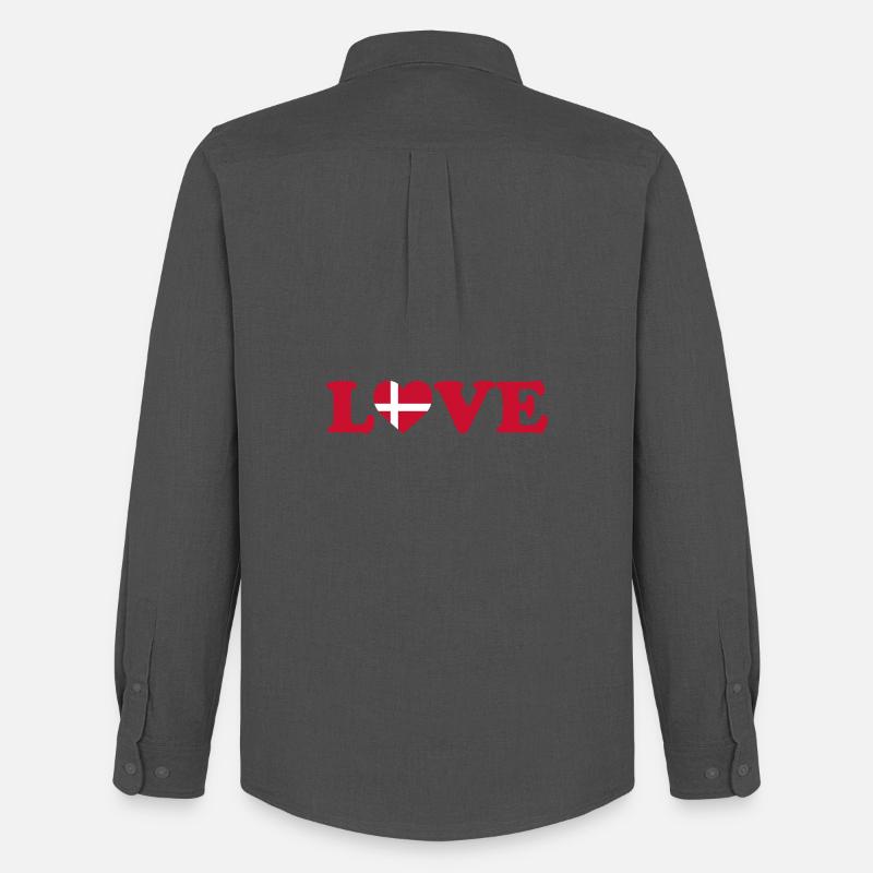 Love - Denmark - Liebe - Dänemark - Männer Oxford Hemd von Stanley/Stella - Anthrazit