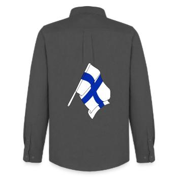 Drapeau de la Finlande - Chemise Oxford homme Stanley/Stella - charbon - Dos - AI Model Male 185 dark (185cm)