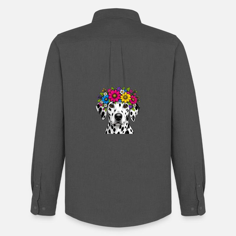 Dalmatiner mit Blumenkranz - Männer Oxford Hemd von Stanley/Stella - Anthrazit